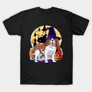 Cavalier king charles spaniel Halloween Witch Pumpkin T-Shirt